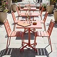 OVIALA - Ensemble table 70 cm et 2 chaises de jardin en métal argile - Palavas - vignette
