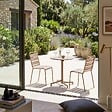 OVIALA - Ensemble table de jardin et 2 chaises en métal taupe - Palavas - vignette