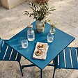 OVIALA - Ensemble table 70 cm et 2 chaises de jardin en métal bleu pacific - Palavas - vignette