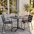 OVIALA - Ensemble table 70 cm et 2 fauteuils de jardin en métal gris anthracite - Palavas - vignette