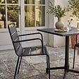 OVIALA - Ensemble table 70 cm et 2 fauteuils de jardin en métal gris anthracite - Palavas - vignette