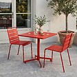OVIALA - Ensemble table 70 cm et 2 chaises de jardin en métal rouge - Palavas - vignette