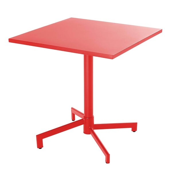 OVIALA - Ensemble table 70 cm et 2 fauteuils de jardin en métal rouge - Palavas - large