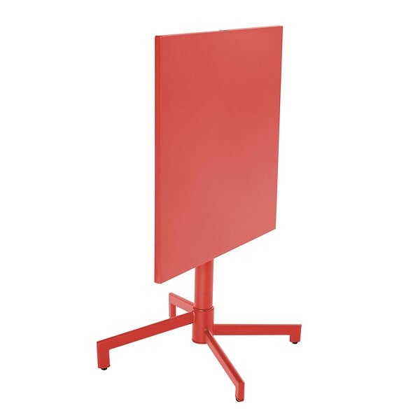 OVIALA - Ensemble table 70 cm et 2 fauteuils de jardin en métal rouge - Palavas - large