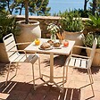 OVIALA - Ensemble table 70 cm et 2 fauteuils de jardin en métal ivoire - Palavas - vignette