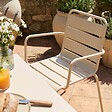 OVIALA - Ensemble table 70 cm et 2 fauteuils de jardin en métal ivoire - Palavas - vignette