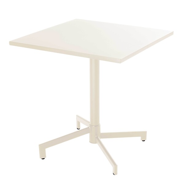 OVIALA - Ensemble table 70 cm et 2 fauteuils de jardin en métal ivoire - Palavas - large
