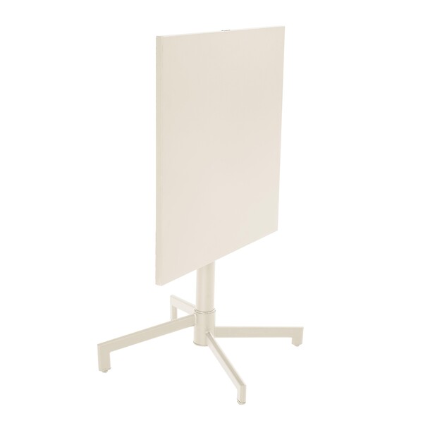 OVIALA - Ensemble table 70 cm et 2 fauteuils de jardin en métal ivoire - Palavas - large