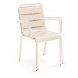 OVIALA - Ensemble table 70 cm et 2 fauteuils de jardin en métal ivoire - Palavas - vignette