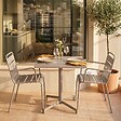OVIALA - Ensemble table 70 cm et 2 fauteuils de jardin en métal taupe - Palavas - vignette
