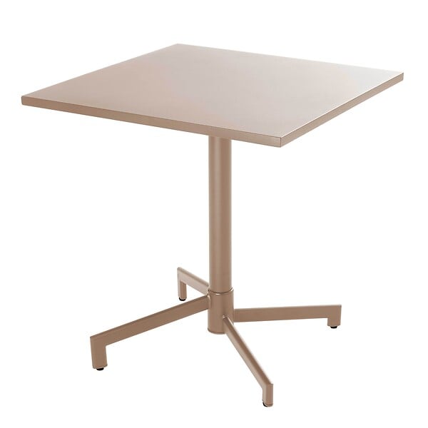 OVIALA - Ensemble table 70 cm et 2 fauteuils de jardin en métal taupe - Palavas - large