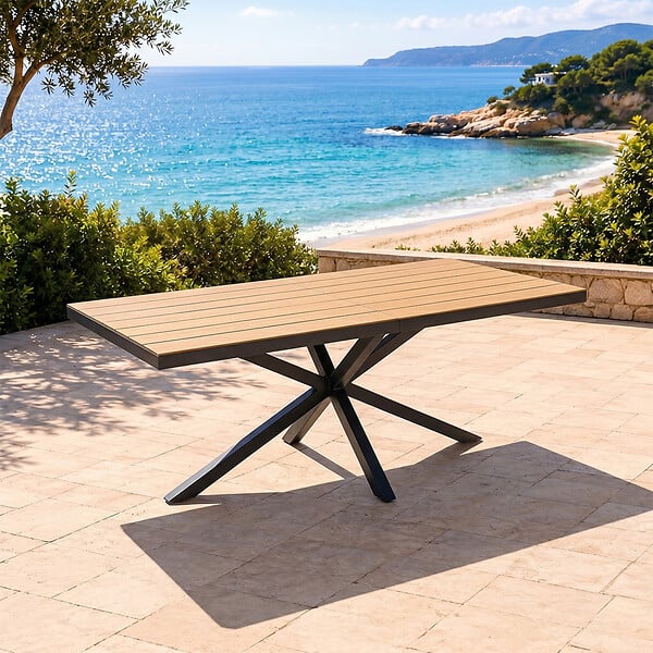 CONCEPT USINE - Table de jardin 8 places effet bois 190cm ALMADA - large