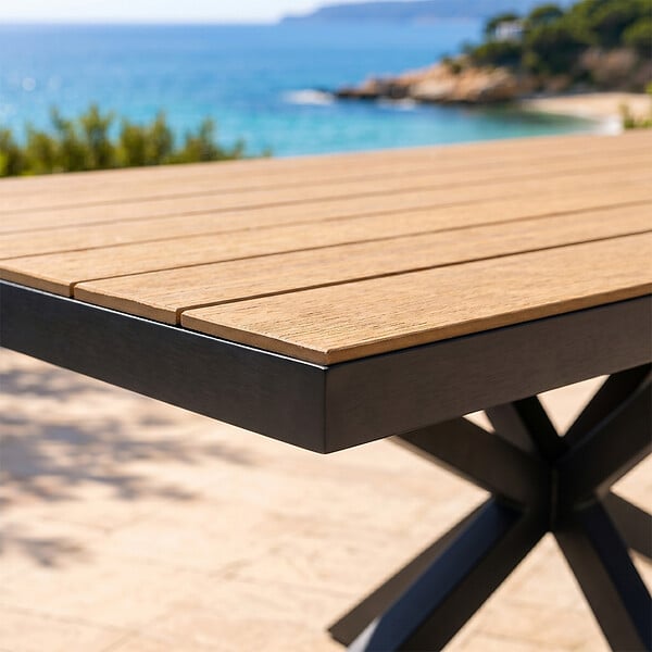 CONCEPT USINE - Table de jardin 8 places effet bois 190cm ALMADA - large