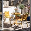 OVIALA - Ensemble table de jardin et 2 chaises en métal jaune - Palavas - vignette