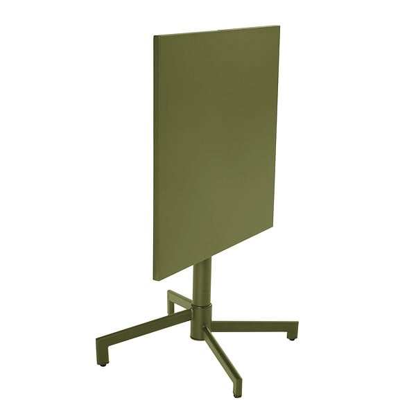 OVIALA - Ensemble table 70 cm et 2 fauteuils de jardin en métal vert kaki - Palavas - large