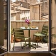 OVIALA - Ensemble table 70 cm et 2 chaises de jardin en métal vert kaki - Palavas - vignette