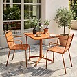 OVIALA - Ensemble table 70 cm et 2 fauteuils de jardin en métal caramel - Palavas - vignette