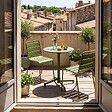 OVIALA - Ensemble table de jardin et 2 chaises en métal vert kaki - Palavas - vignette
