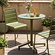OVIALA - Ensemble table de jardin et 2 chaises en métal vert kaki - Palavas - vignette