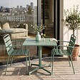OVIALA - Ensemble table 70 cm et 2 fauteuils de jardin en métal vert sauge - Palavas - vignette