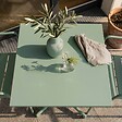 OVIALA - Ensemble table 70 cm et 2 fauteuils de jardin en métal vert sauge - Palavas - vignette