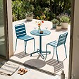 OVIALA - Ensemble table de jardin et 2 chaises en métal bleu pacific - Palavas - vignette