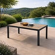 CONCEPT USINE - Table de jardin 200cm en aluminium et avec plateau en verre trempé effet bois LAGOS - vignette