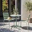 OVIALA - Ensemble table de jardin et 2 chaises en métal vert sauge - Palavas - vignette