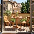 OVIALA - Ensemble table 70 cm et 2 chaises de jardin en métal caramel - Palavas - vignette