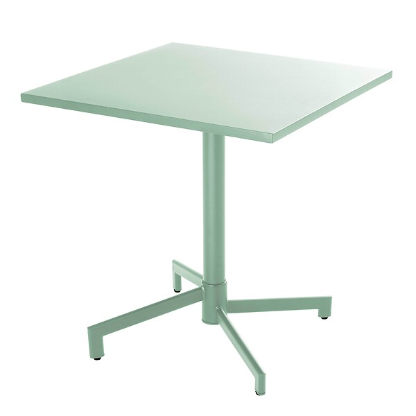 OVIALA - Ensemble table 70 cm et 2 chaises de jardin en métal vert sauge - Palavas - large