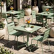 OVIALA - Ensemble table 70 cm et 2 chaises de jardin en métal vert sauge - Palavas - vignette