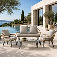 CONCEPT USINE - Salon de jardin 4 places avec table basse effet rotin naturel PORTO - vignette