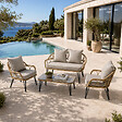CONCEPT USINE - Salon de jardin 4 places avec table basse effet rotin naturel PORTO - vignette