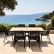 CONCEPT USINE - Ensemble de jardin table 190cm effet bois + 6 fauteuils ALMADA - vignette