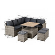 CONCEPT USINE - Salon de jardin modulable 9 places en résine tressée avec table relevable effet bois SAHARA - vignette