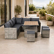 CONCEPT USINE - Salon de jardin modulable 9 places en résine tressée avec table relevable effet bois SAHARA - vignette
