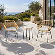 CONCEPT USINE - Ensemble de jardin 2 fauteuils et table basse effet rotin naturel GALICIA - vignette