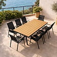 CONCEPT USINE - Ensemble de jardin table 190cm effet bois + 8 fauteuils ALMADA - vignette