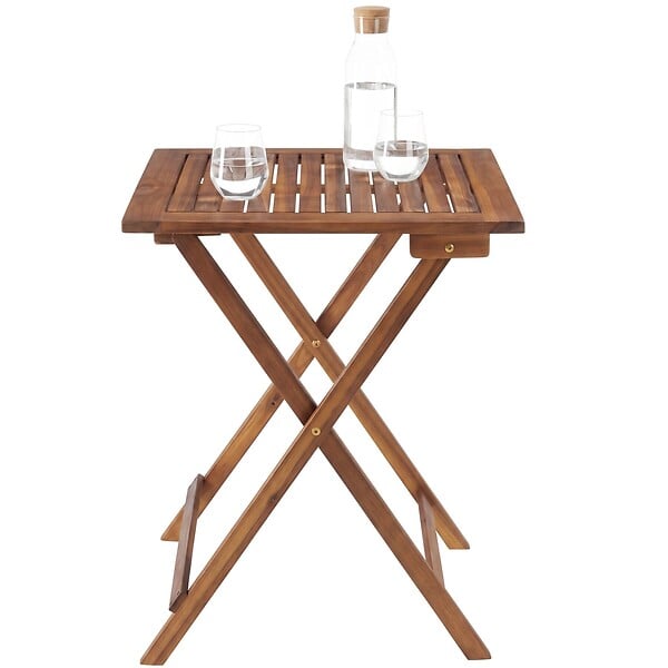 TECTAKE - Ensemble de bistrot marron pliable résistant aux intempéries pour 2 personnes en bois d'acacia huilé et acier galvanisé - large