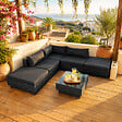 CONCEPT USINE - Salon de jardin 5 places modulable en résine tressée noir AMORGOS - vignette