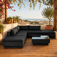 CONCEPT USINE - Salon de jardin 5 places modulable en résine tressée noir AMORGOS - vignette