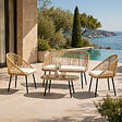 CONCEPT USINE - Salon de jardin 4 places avec table basse effet rotin naturel RAVELLO - vignette