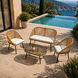 CONCEPT USINE - Salon de jardin 4 places avec table basse effet rotin naturel RAVELLO - vignette