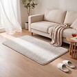 VOUNOT - Tapis de salon poils ras doux antiderapant 80x150cm uni crème - vignette