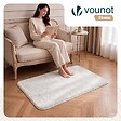 VOUNOT - Tapis de salon poils ras doux antiderapant 80x150cm uni crème - vignette
