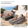 TECTAKE - chaise longue double en rotin polyrotin gris avec table et dossier réglable - vignette