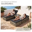 TECTAKE - Chaise longue double rotin naturel extérieur dossier réglable avec table et verre - vignette