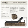 TECTAKE - Chaise longue double rotin naturel extérieur dossier réglable avec table et verre - vignette