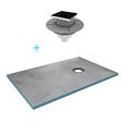 AURLANE - Receveur de Douche à Carreler 90x160 cm avec Bondes à Sortie Horizontale - Grille Noire - vignette