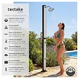 TECTAKE - Douche solaire extérieure écologique en noir et gris avec pommeau pivotant 360° et porte-savon - vignette